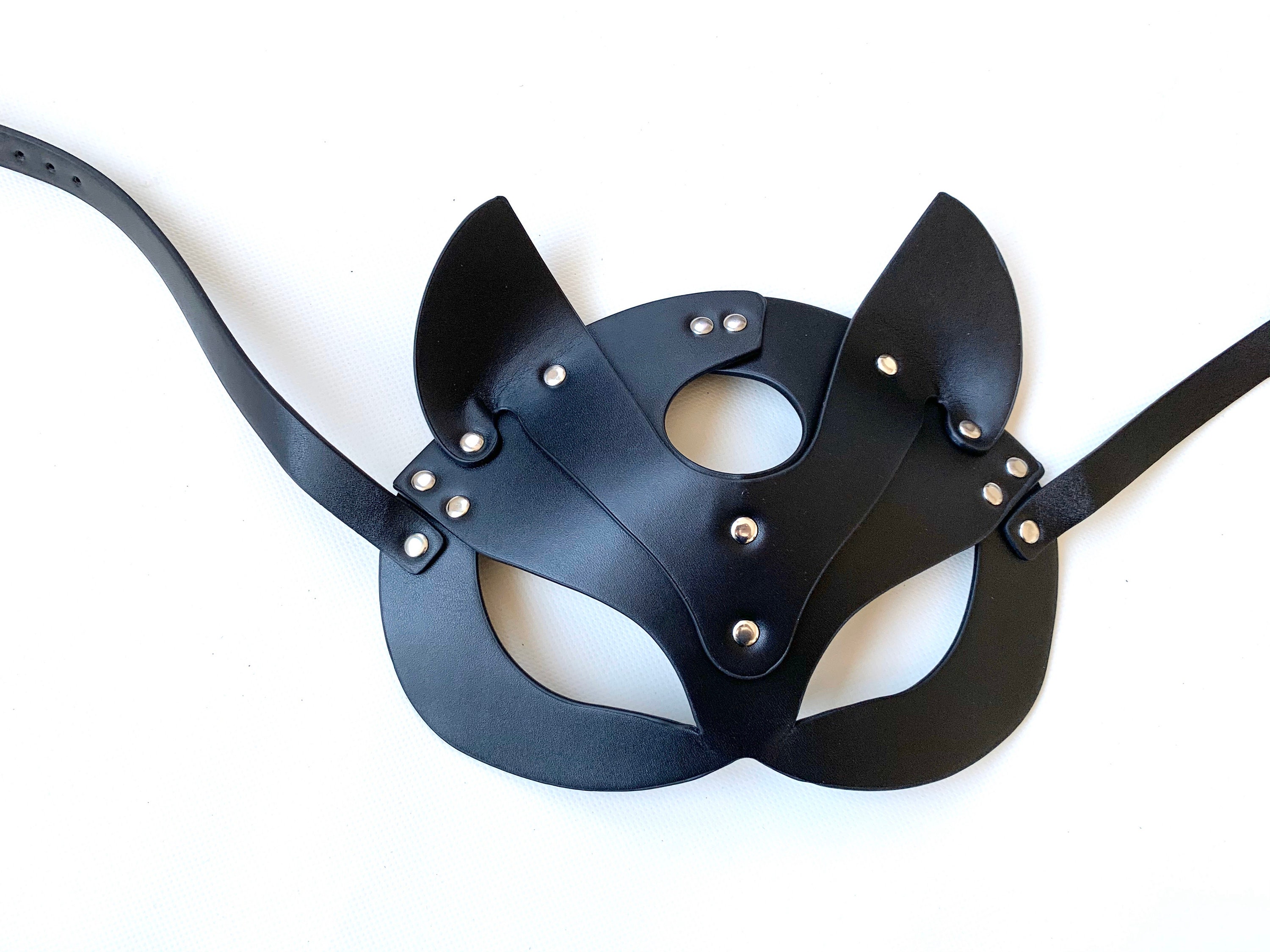 Face cat mask Face mask Leather cat mask BDSM mask Etsy