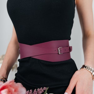 Genuine Leather waist belt, burgundy waist belt, waist harness belt, Wide waist belt