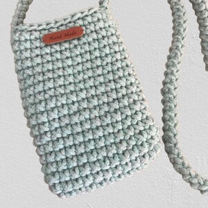 Borsa a tracolla piccola, custodia per telefono, borsa messenger grigio-menta.