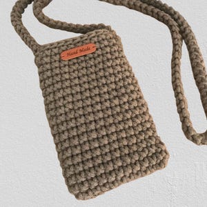 Borsa a tracolla piccola, custodia per telefono, borsa messenger beige.