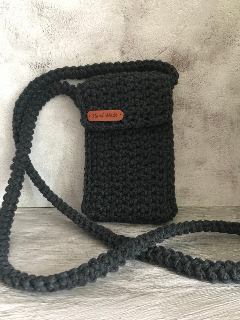 Small shoulder bag graphite, phone case, crossbody. image 10