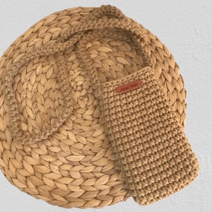 Borsa a tracolla piccola, custodia per telefono, borsa messenger beige caldo.
