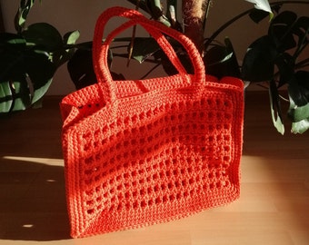 Shoulder beach bag, hand bag orange.