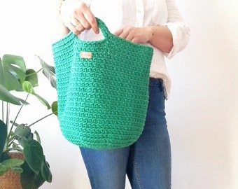 Grand cabas, style scandinave, porte-monnaie en crochet, panier d'été.