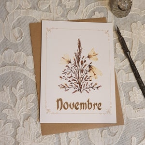 November Pressed Flowers Greetings Card