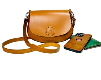 Borsa da donna in pelle fatta a mano - Borsa da sole - Vintage - tecnica unica - Realizzata a mano da Pavel Atelier