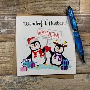 To My Wonderful Husband - Gepersonaliseerde kerstkaart - Penguin Design - Berichten wereldwijd