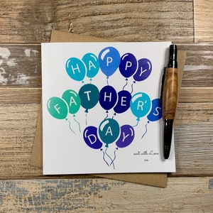 Fathers Day Card  - Balloon Happy Fathers Day Sent with Love design - Ships Worldwide - UK