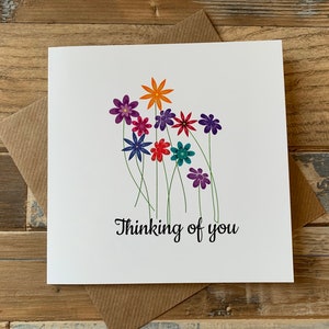 Carte de vœux Thinking of You - Artistic Stem Flowers - Can Be Personalised