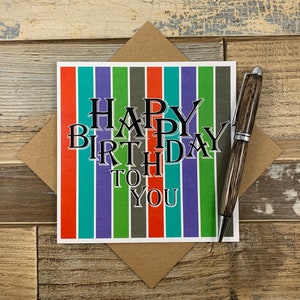 Birthday Card Stripey - Schepen wereldwijd - kan worden gepersonaliseerd - Gefeliciteerd