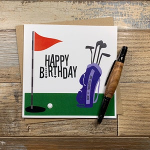 Geburtstagskarte Golf Theme - Golfschläger - Golfball - Putting green - Happy Birthday - Ships Weltweit
