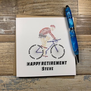 Carte de départ cycliste / carte de retraite Wordle Word Art Design - Peut être personnalisé - Expédition dans le monde entier
