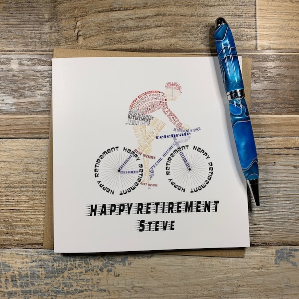 Cyclist Leaving Card / Retirement Card Wordle Word Art Design  - Can Be Personalised - Ships Worldwide
