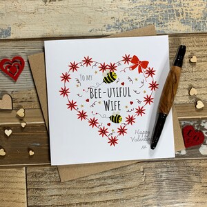 À ma femme Bee-utiful - Carte humoristique pour la Saint-Valentin - Expédié dans le monde entier - Peut être personnalisé