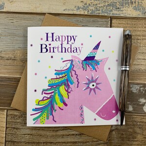 Unicorn birthday card - Tarjeta de cumpleaños para niños - Se puede personalizar - Publicaciones en todo el mundo