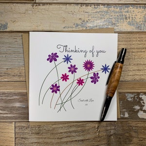 Thinking of You Flowers carte - Peut être personnalisé - Worldwide Shipping