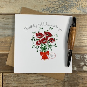 Biglietto di compleanno di design poppy - può essere personalizzato - post in tutto il mondo