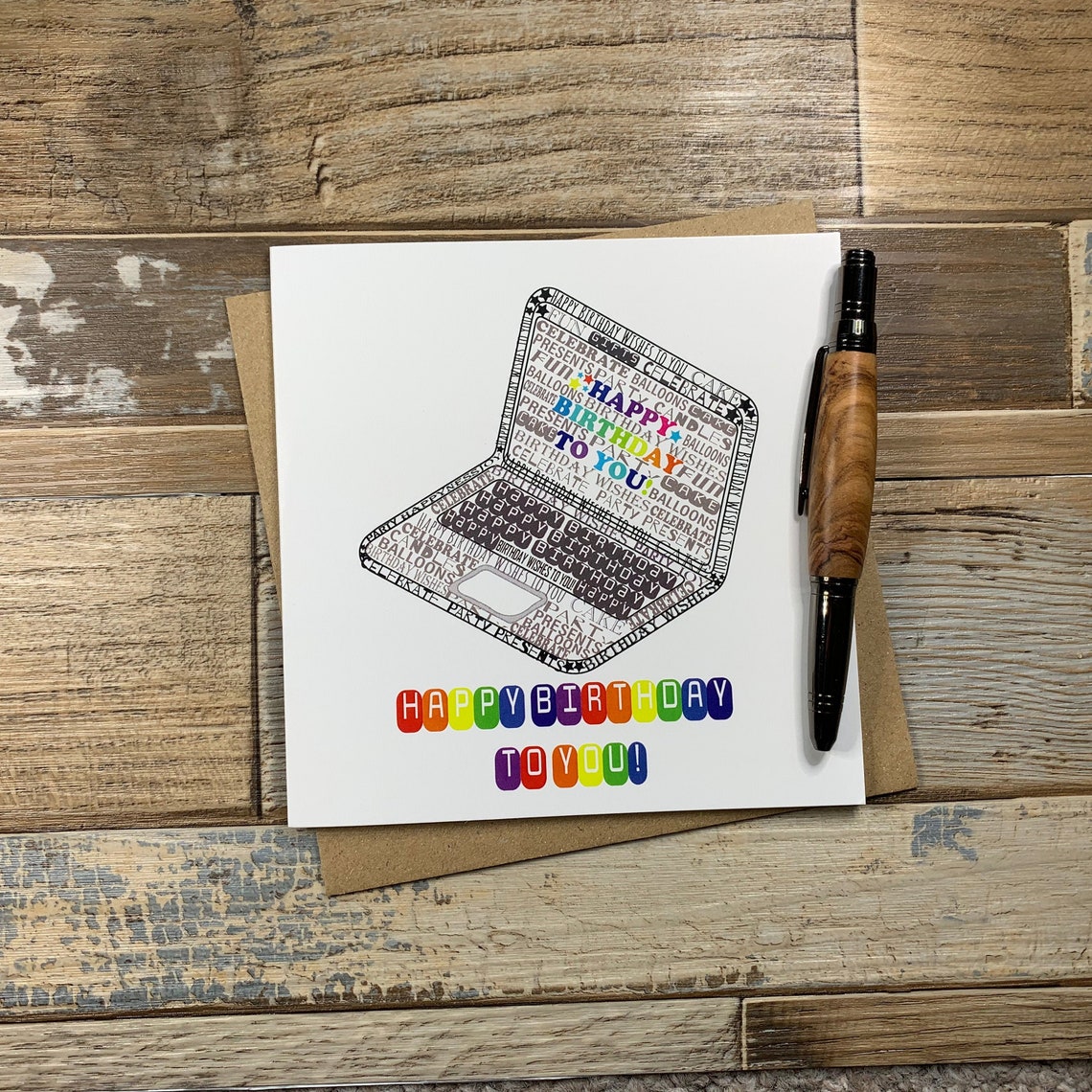 PC Laptop Wordle design Birthday Card Can Be Personalised  Etsy