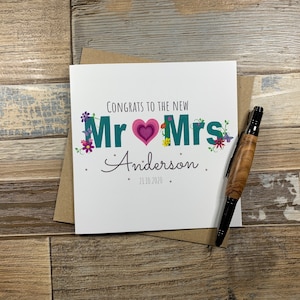 Félicitations au nouveau Mr & Mrs - Carte de jour de mariage personnalisée - Livraison dans le monde entier