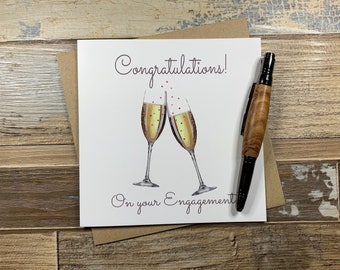 Champagne Glass Engagement Card - Congratulations on Your Engagement - Posts Worldwide