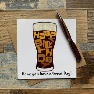 Carte de joyeux anniversaire - Nous espérons que vous passerez une belle journée - Pinte de bière - Peut être personnalisée - Postes dans le monde entier