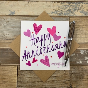 Carte d'anniversaire Cœurs d'amour - Peut être personnalisée - Posts dans le monde entier