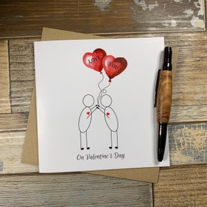 Le jour de la Saint-Valentin - Carte de Saint-Valentin Stick People - Expédiée dans le monde entier - Peut être personnalisée