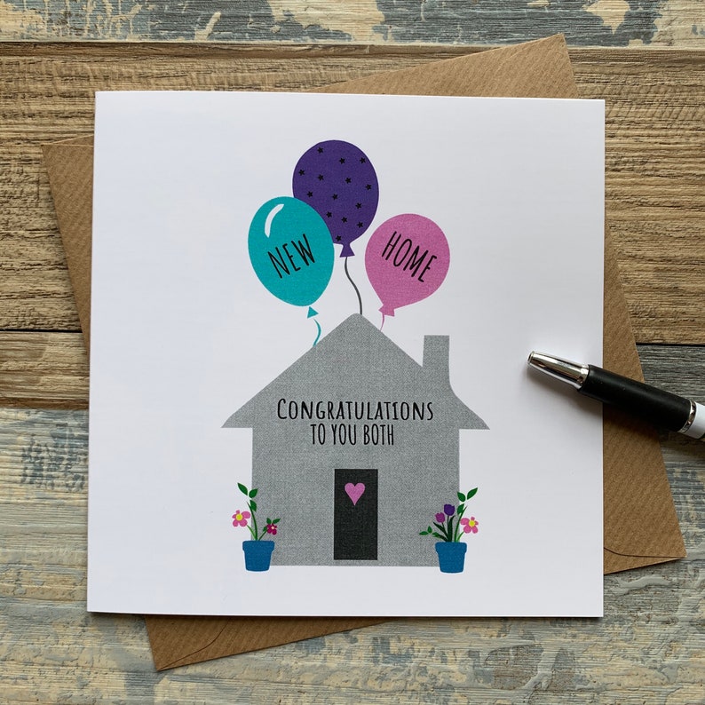 New Home Balloons Congratulations Card Moving House House Warming Worldwide Postage Available image 1