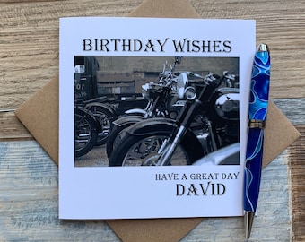 Classic Motorbike Birthday Card - Personalised - Posts Worldwide