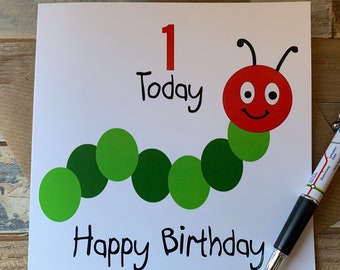 Happy Birthday Karte für Kinder - Buntes Raupendesign - Jedes Alter - Personalisiert - Posts Weltweit