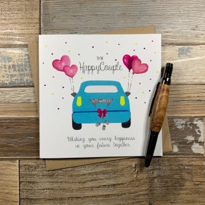 Carte de mariage - Car and Hearts Design - Peut être personnalisé, offre dans le monde entier