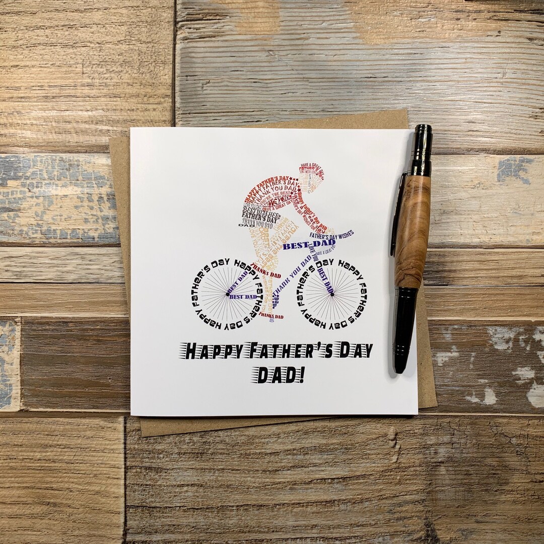 Cycling Fathers Day Card Cyclist Wordle Design Fathers Day Card Posts Worldwide UK Etsy