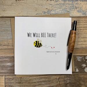 Carte d'acceptation de mariage - Nous y serons, thème abeille - Peut être personnalisée - Livraison dans le monde entier