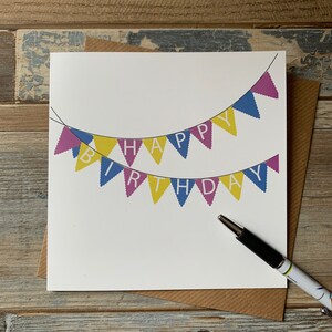 Birthday Card Happy Birthday Bunting design which can add personalisation