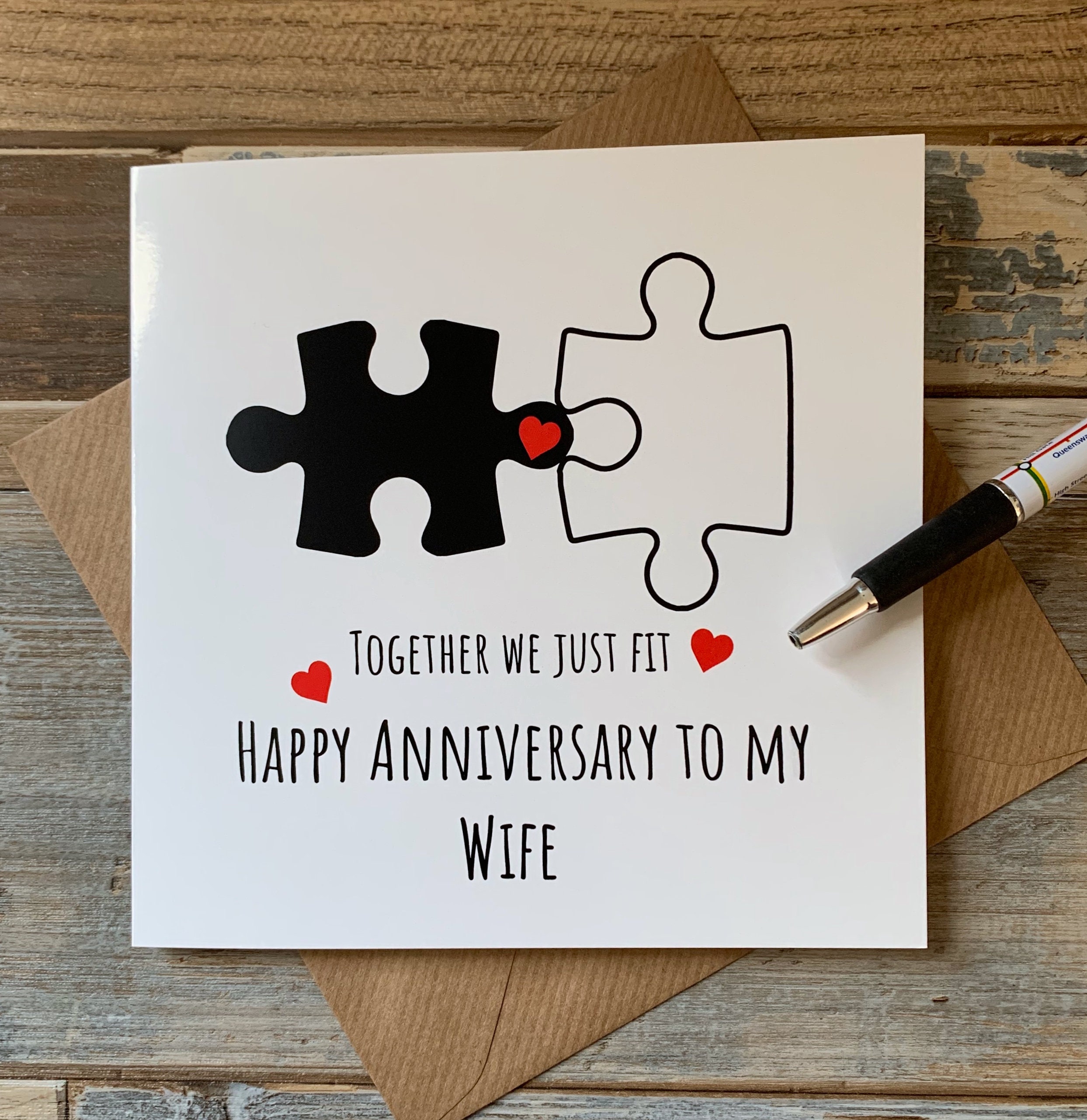 BF Jigsaw Card Boyfriend Handmade card Girlfriend GF Personalised Anniversary card We just fit card Anniversary card Husband Wife