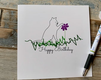 Cat Birthday Card - Ships Worldwide