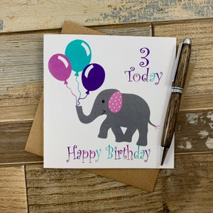 Kindergeburtstagskarte - Elefant Design - Kann mit jedem Namen und Alter personalisiert werden - Posts Weltweit