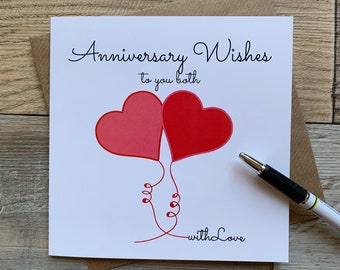 Anniversary Wishes to you both - Love Hearts design Anniversary Card - Posts Worldwide