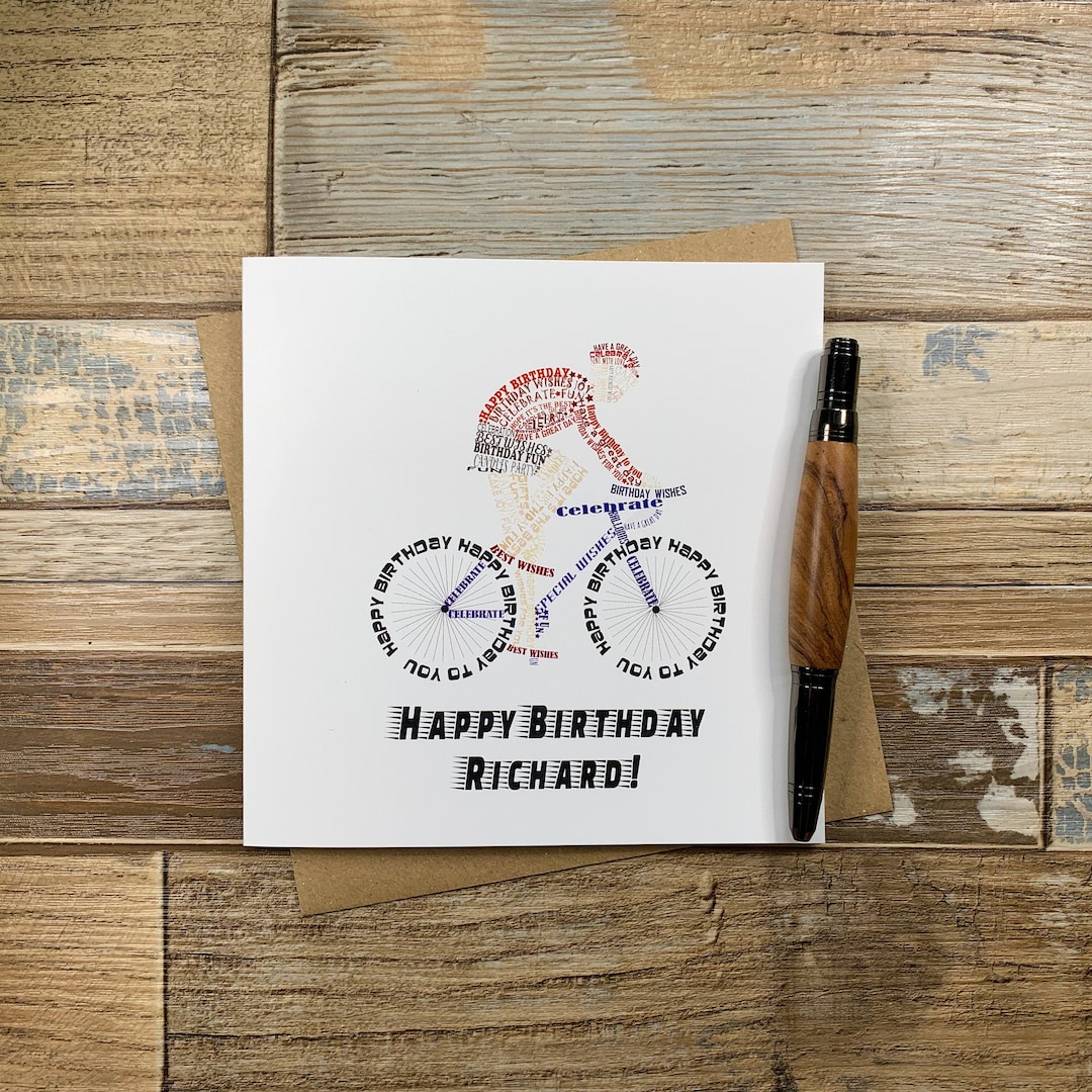 Happy Birthday Card Cycling Wordle Bike Design Birthday Card Cycling