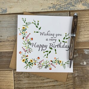 Cartão de aniversário de flores de outono - enviado para todo o mundo - pode ser personalizado