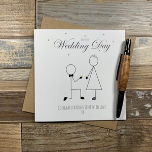 Félicitations pour le jour de votre mariage Stick People - Carte de jour de mariage personnalisée - Livre dans le monde entier