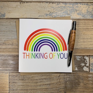 Thinking of You Colourful Rainbow Card - Peut être personnalisé - Worldwide Shipping