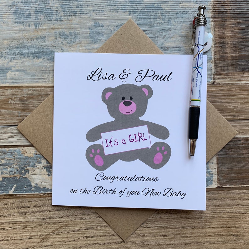 Baby Congratulations Card Its a Girl Personalised New Baby ...