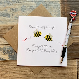 Carte de félicitations de mariage - À un couple Bee-utiful - Félicitations pour le jour de votre mariage