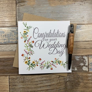 Carte de félicitations pour votre mariage - Motif floral - Peut être personnalisée, livrée dans le monde entier