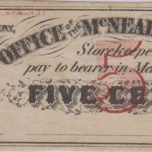 1860s McNeal Coal 5 Cents 5c Yatesville Obsolete Scrip Note Currency Civil War