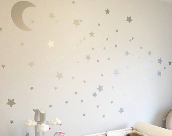 Moon And Stars Wall Decals, Moon Wall Stickers, Star Wall stickers, Nursery Wall Decals, Nursery Stickers, Wall Decals, Kids Wall Decals