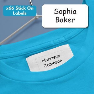 66 Name Labels For Clothes - Clothing Name Tags Nursery School Uniform Personalised Washable - Washing Machine Safe Self Adhesive