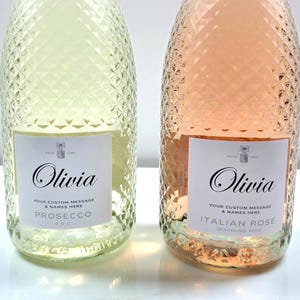 Etichette adesive personalizzate per bottiglie di Prosecco, vino e champagne con nome e messaggio