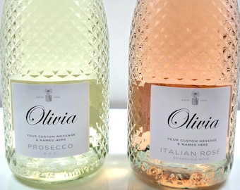 Etichette adesive personalizzate per bottiglie di Prosecco, vino e champagne con nome e messaggio